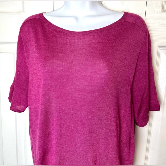 ST. JOHN Pink Lightweight Knit Wool Silk Blouse Shirt Top Boat Neck Pullover - Picture 3 of 12